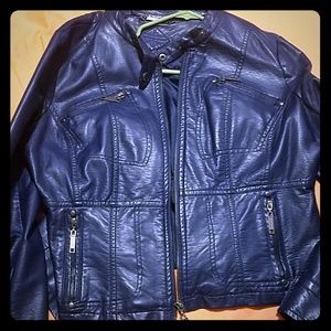 Blue leather jacket